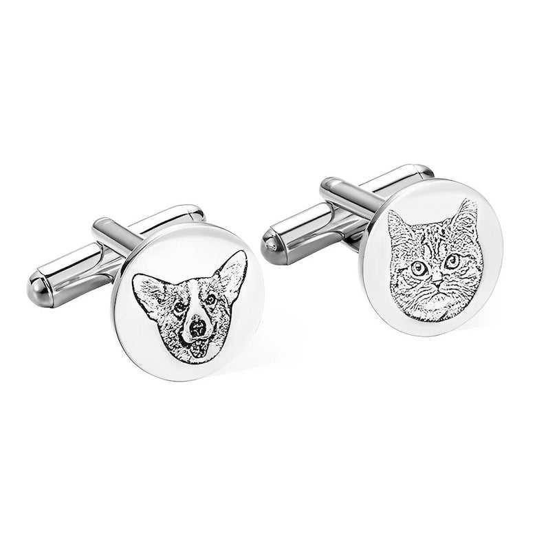 Personalized Groom Cufflinks with Pet Portrait