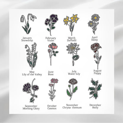 Custom Name Metal Bookmark with Birth Flower