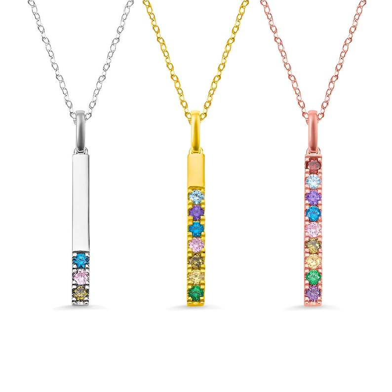 Customized Crystal Birthstones Bar Necklace