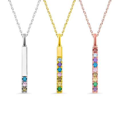 Customized Crystal Birthstones Bar Necklace