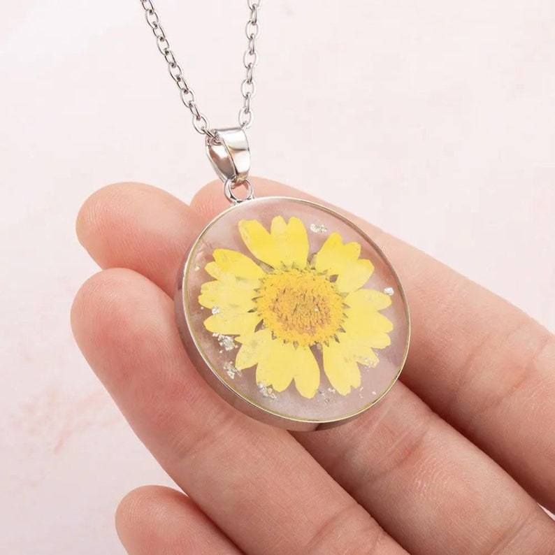 Personalized Resin Birth Flower Necklace