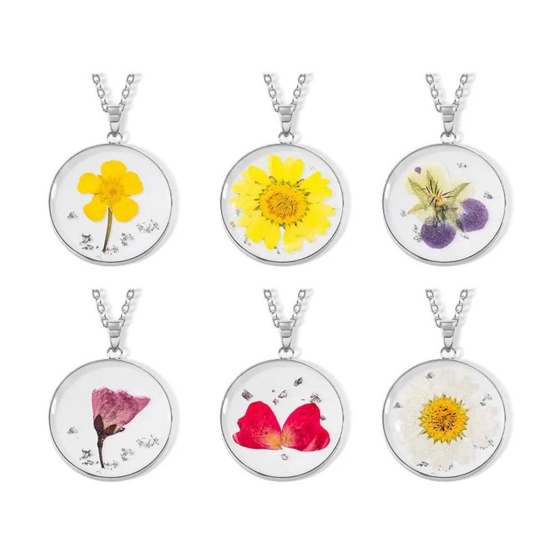 Personalized Resin Birth Flower Necklace