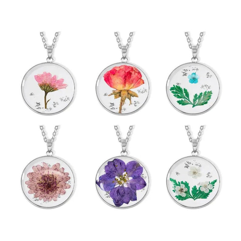 Personalized Resin Birth Flower Necklace