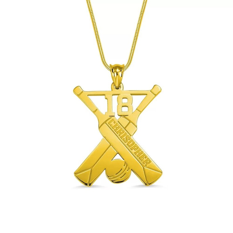 Personalized Cricket Bat Necklace