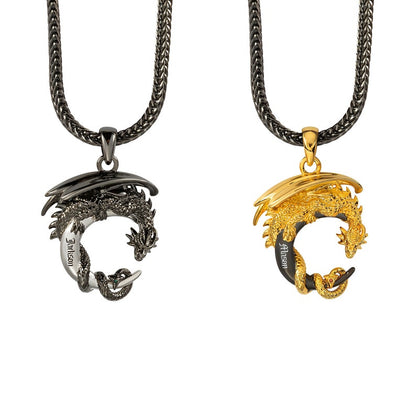Customized Moon Dragon Birthstone Necklace