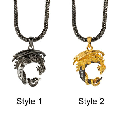 Customized Moon Dragon Birthstone Necklace