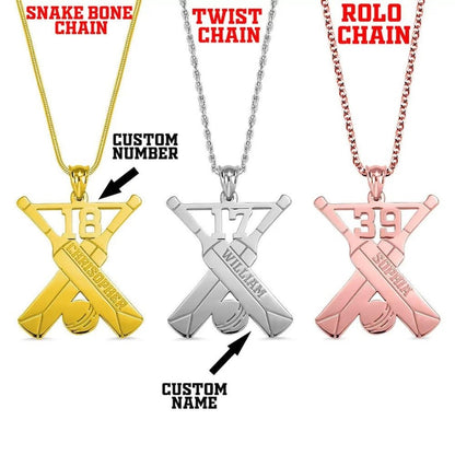 Personalized Cricket Bat Necklace