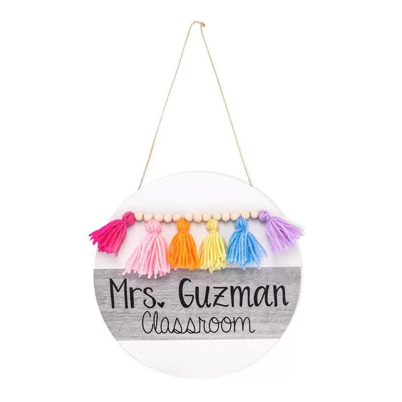Personalized Boho Rainbow Teacher Door Sign