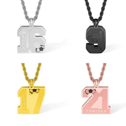 Custom Name Soccer Number Necklace