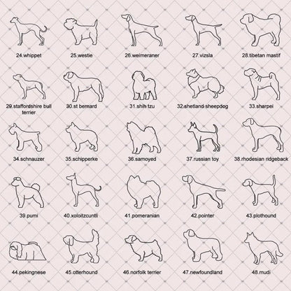 Personalized Dog/Cat Breed Silhouette Line Drawing Necklace
