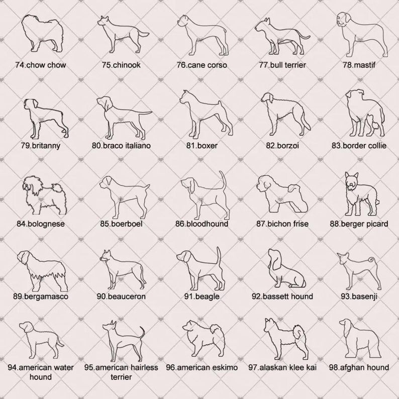 Personalized Dog/Cat Breed Silhouette Line Drawing Necklace