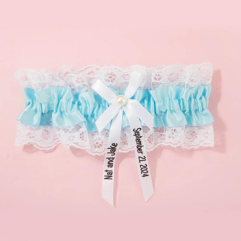 Personalized Lace Wedding Garter with Bow