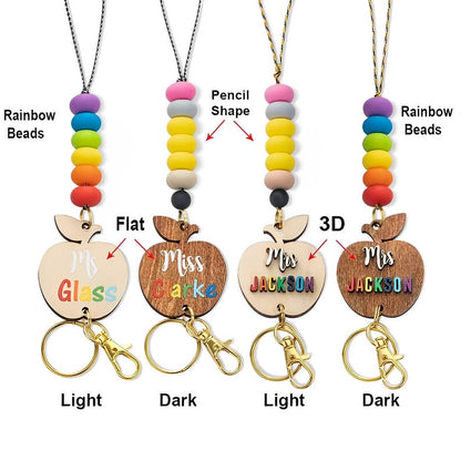 Personalized Lanyard with Wooden Beads