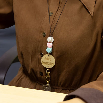 Personalized Lanyard with Colorful Beads ID Holder