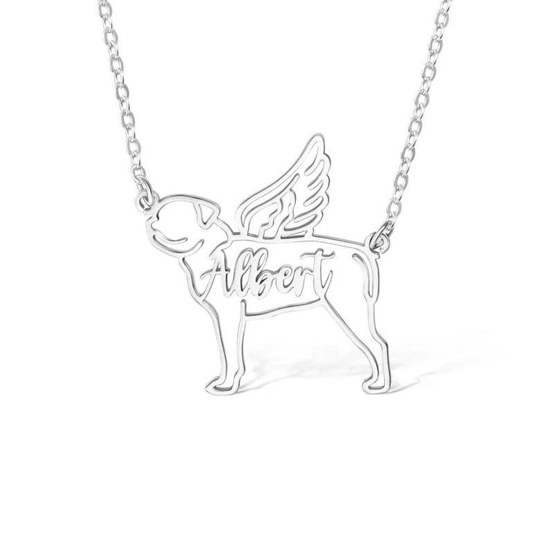 Personalized Dog Necklac with Angel Wings