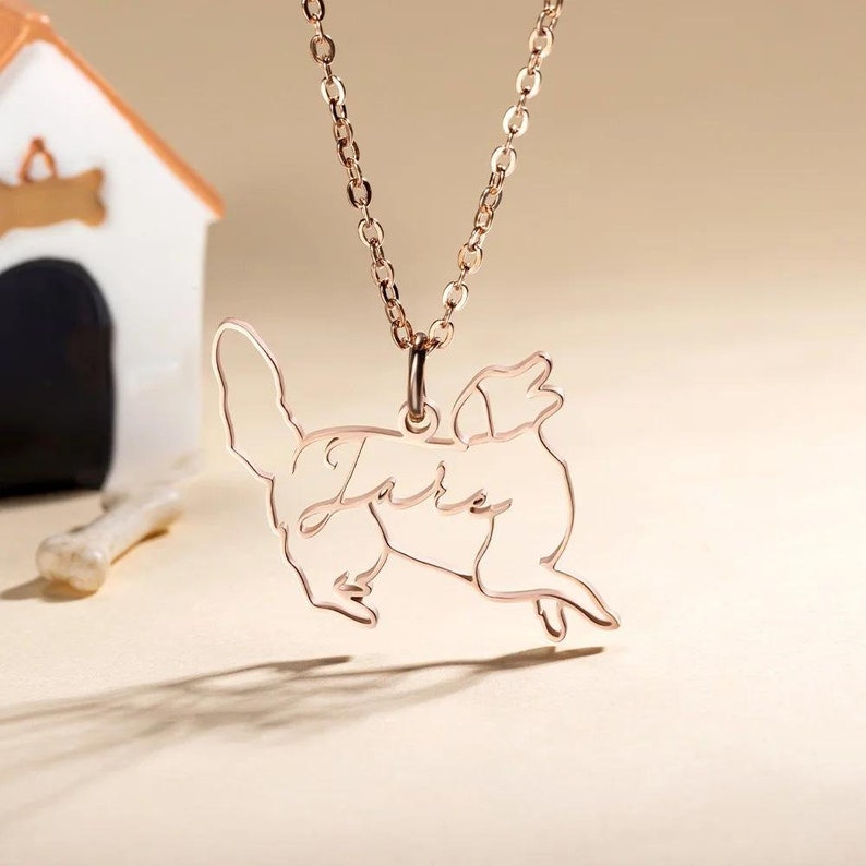 Personalized Dog Breed Silhouette Name Necklace