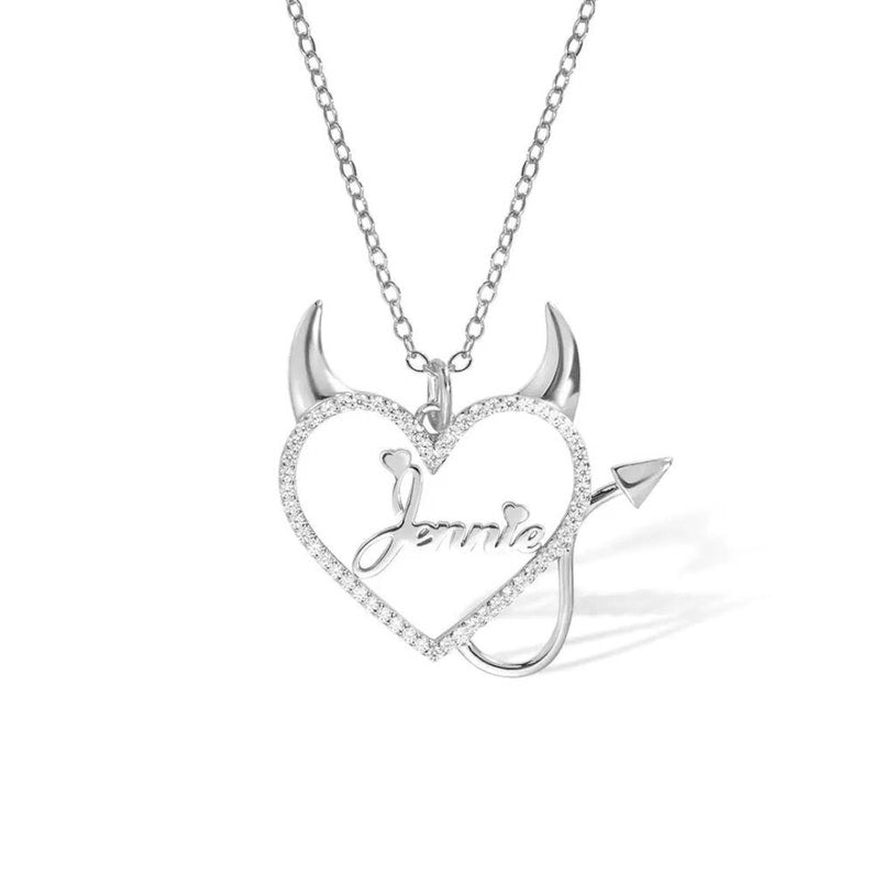 Personalized Devil Heart Name Necklace