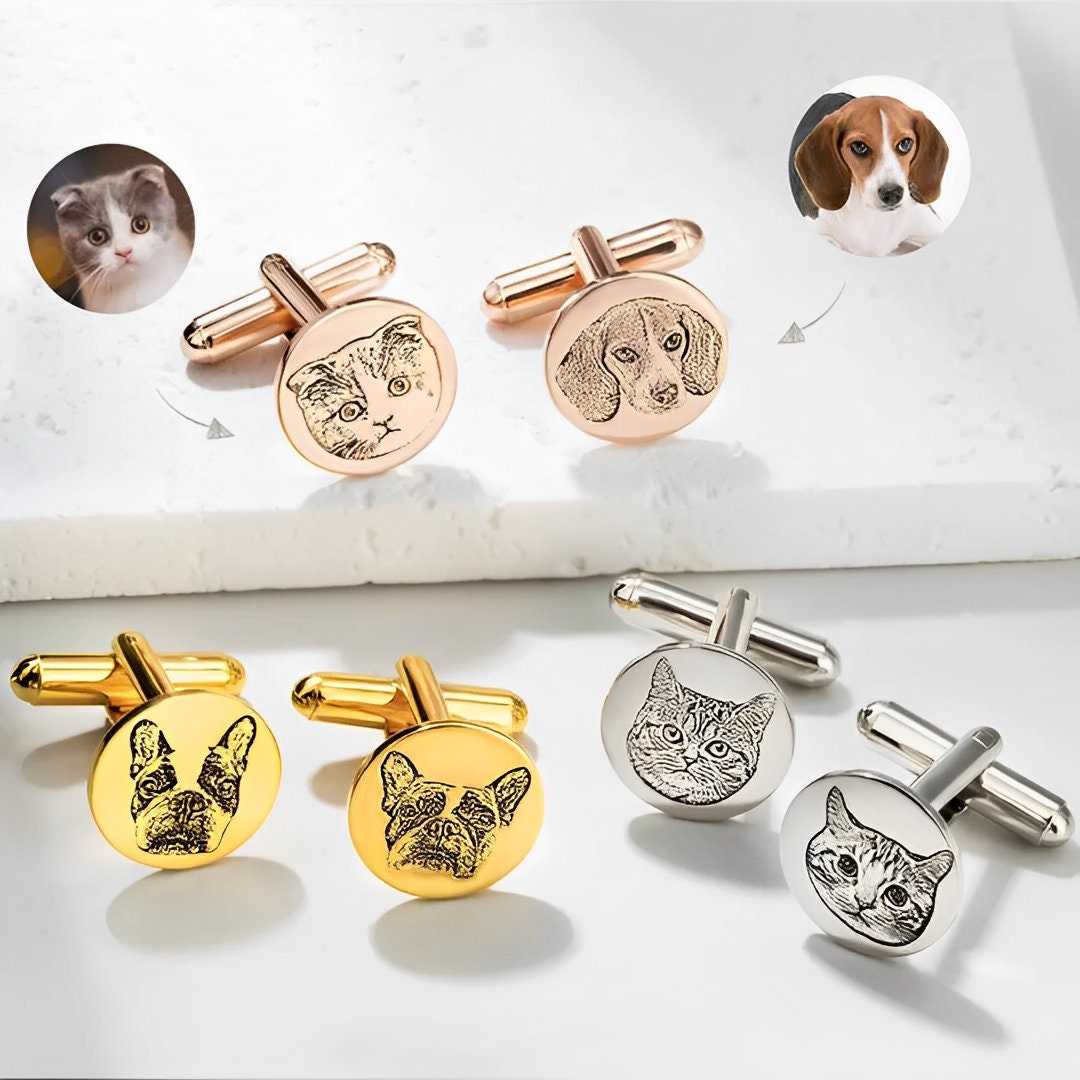 Custom Cufflinks with Pet Portrait