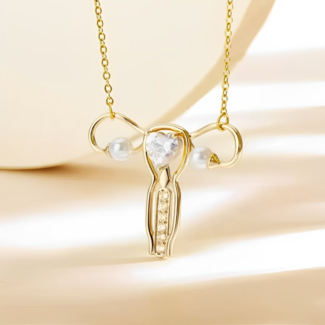 Custom Birthstone Uterus Necklace