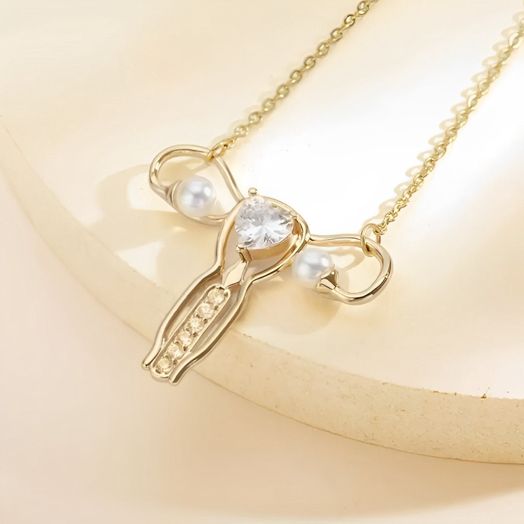 Custom Birthstone Uterus Necklace