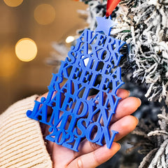 Personalisierter Weihnachtsbaumschmuck mit Familiennamen