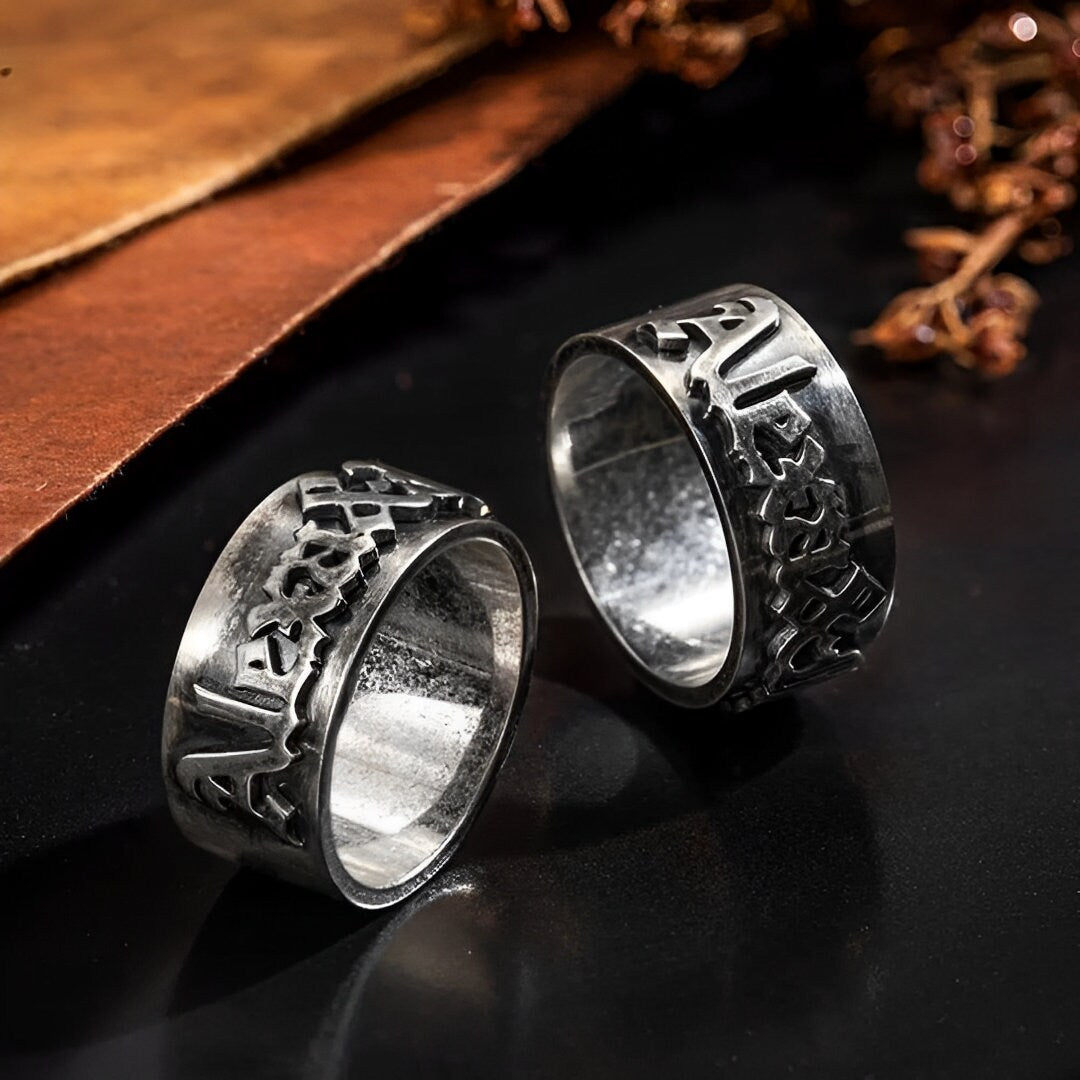 Gothic Jewelry Old English Year Ring Initial Ring For Men 925