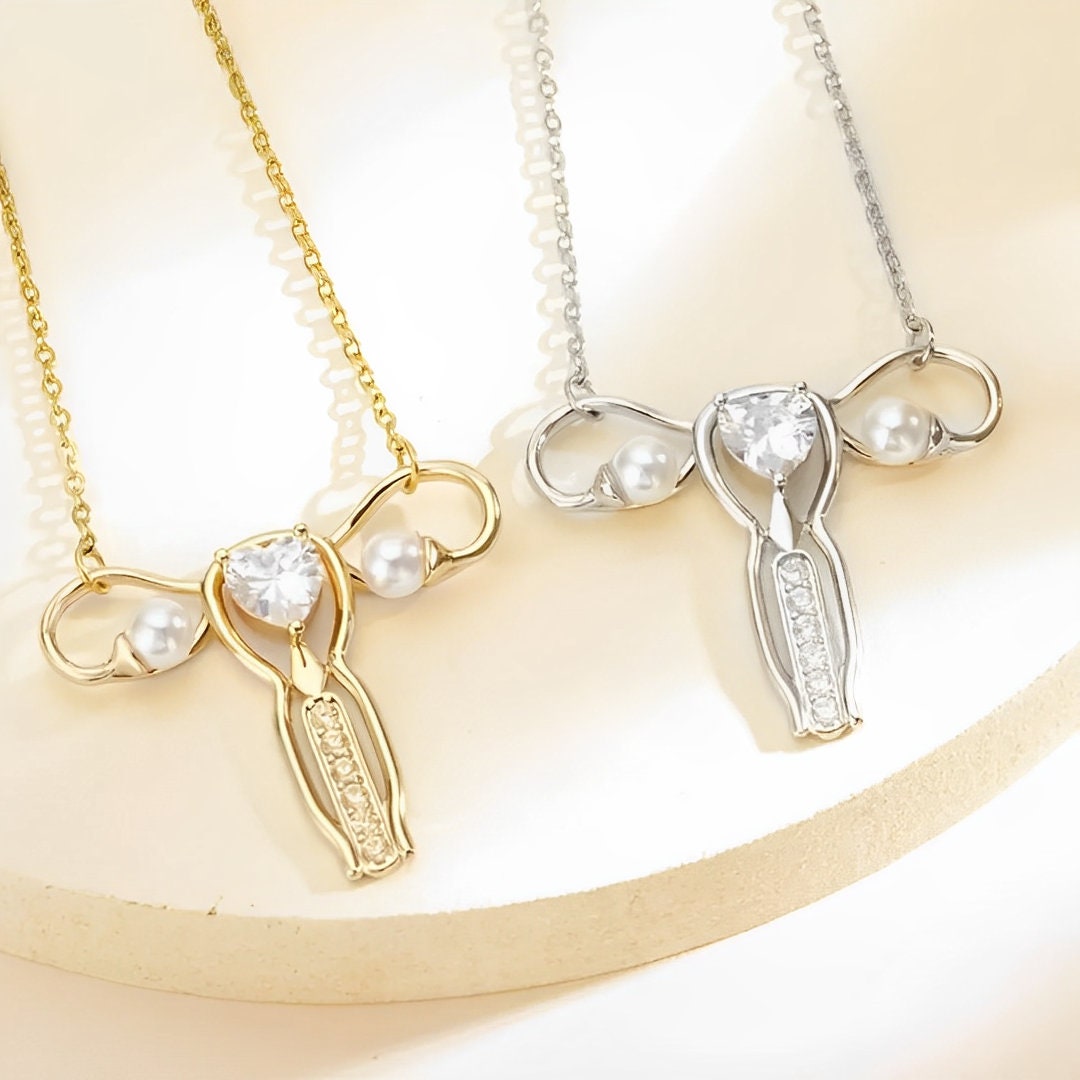 Custom Birthstone Uterus Necklace