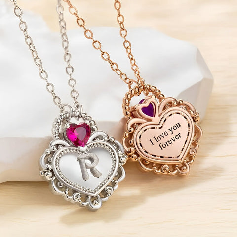 Personalized Birthstone Heart Padlock Necklace