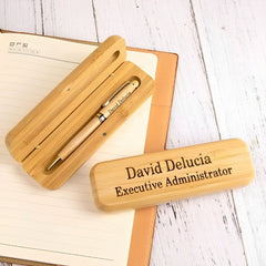 Individuell graviertes Stift- und Etui-Set aus Holz