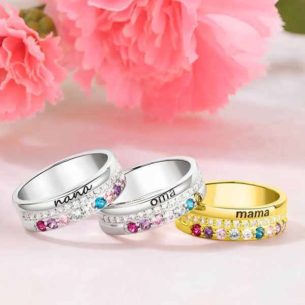 Personalized Name Birthstone Ring
