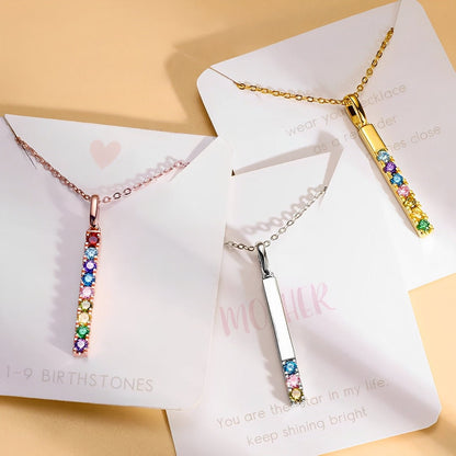 Customized Crystal Birthstones Bar Necklace