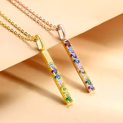 Customized Crystal Birthstones Bar Necklace