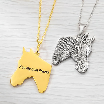 Custom Name Horse Portrait Necklace
