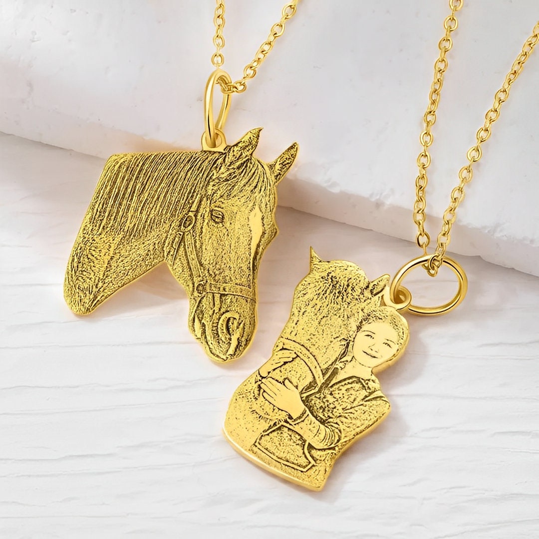 Custom Name Horse Portrait Necklace