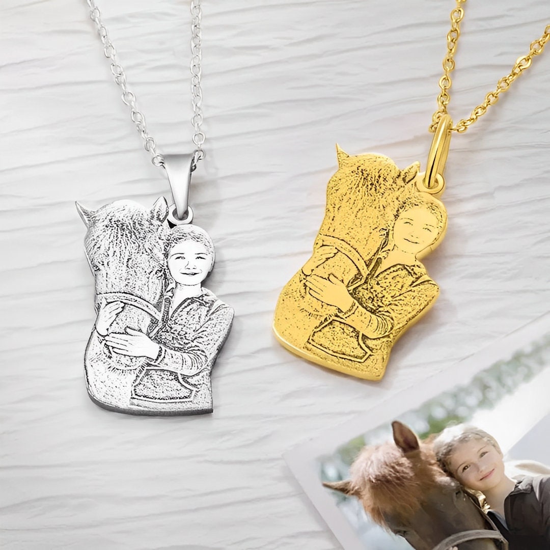 Custom Name Horse Portrait Necklace
