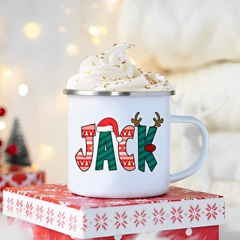Custom Name Christmas Mug with Enamel Coating