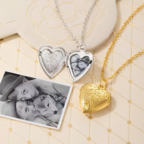 Heart Locket Necklace with Custom Photo