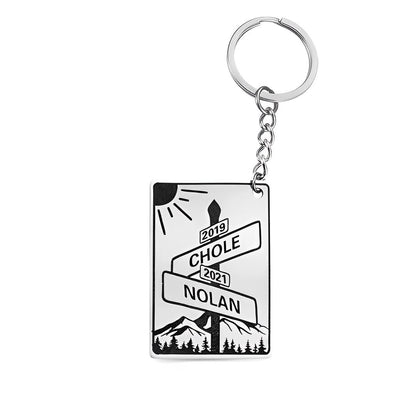Personalized Date Keychain with Street Sign
