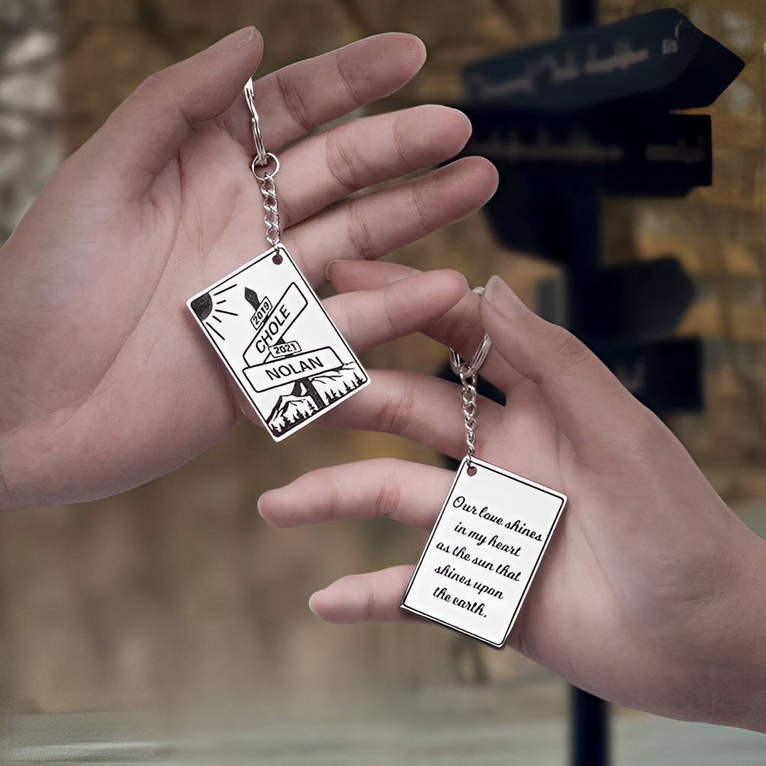 Personalized Date Keychain with Street Sign