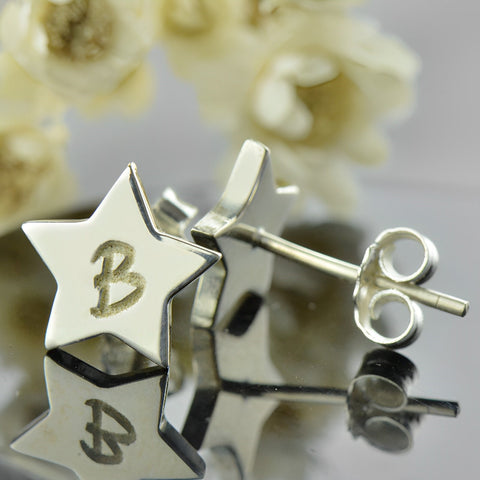 Personalized Star Stud Initial Earrings
