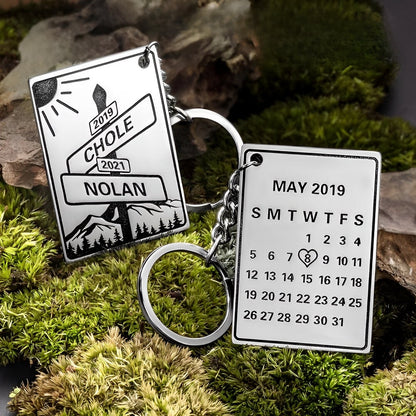 Personalized Date Keychain with Street Sign