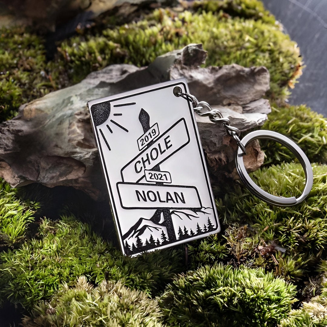 Personalized Date Keychain with Street Sign