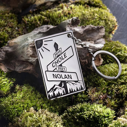 Personalized Date Keychain with Street Sign