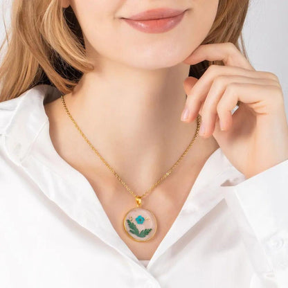 Personalized Resin Birth Flower Necklace