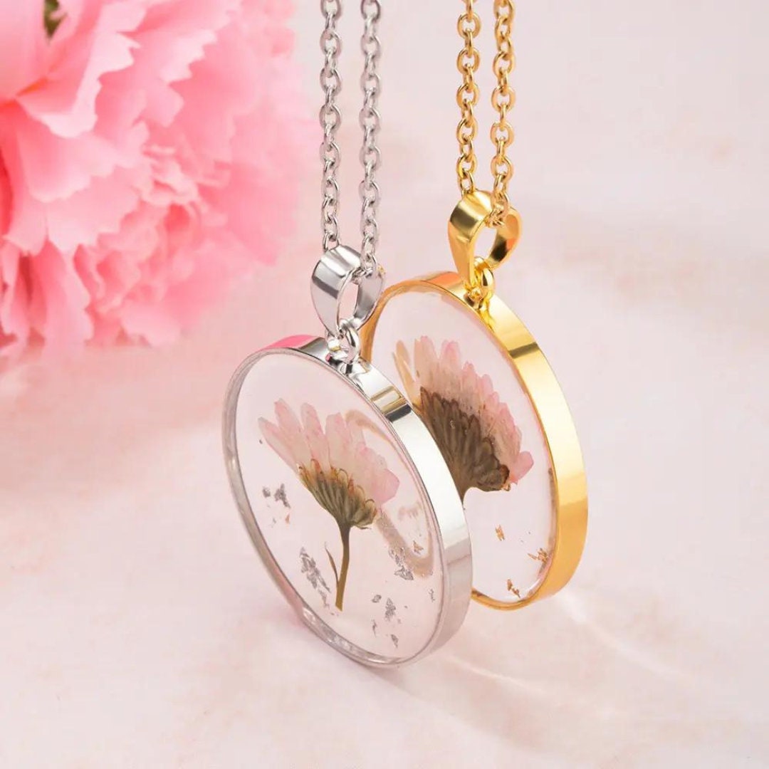Personalized Resin Birth Flower Necklace