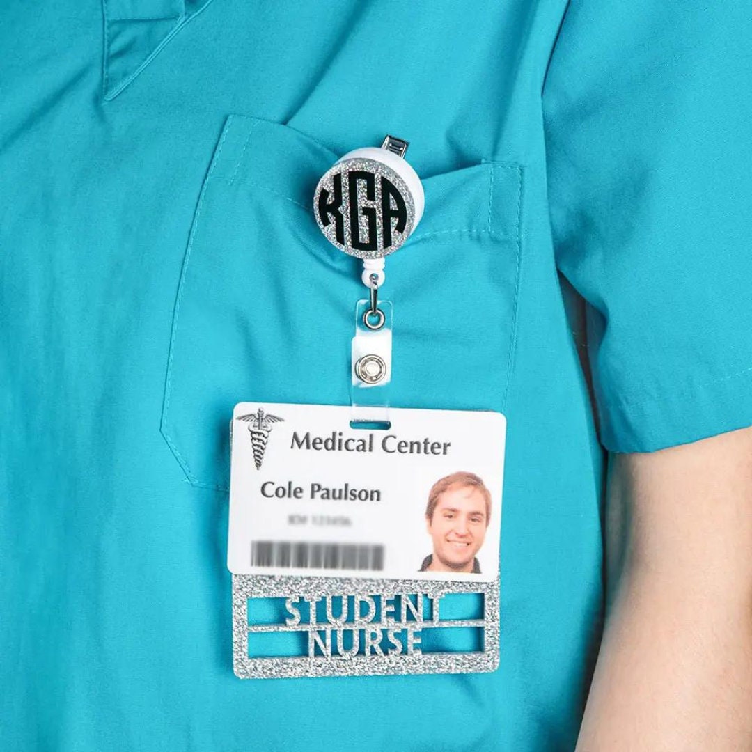 Custom Glitter ID Badge Holder & Scrubs Clip