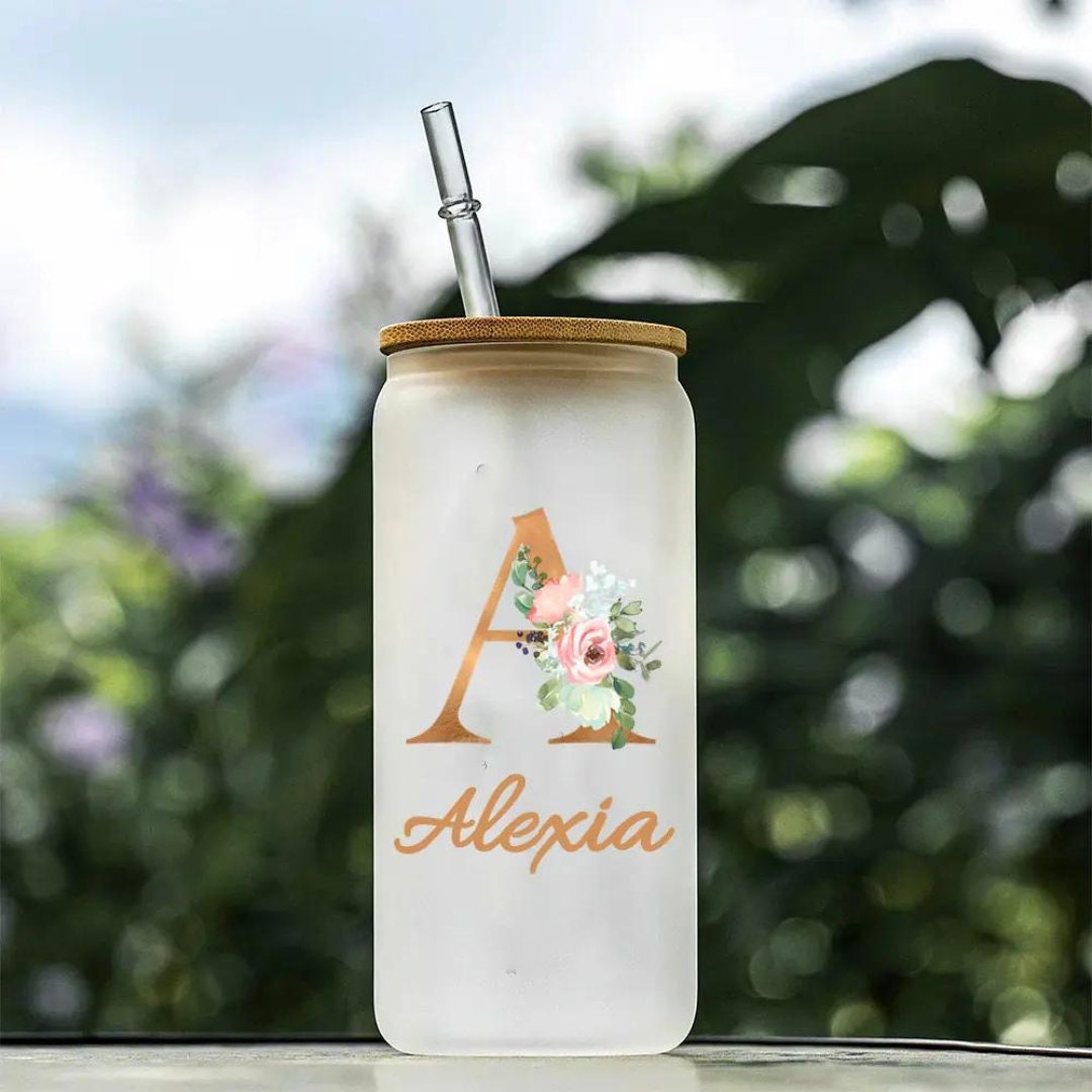 Floral Coffee Cup with Custom Name/Initial