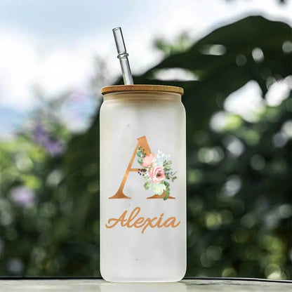 Floral Coffee Cup with Custom Name/Initial