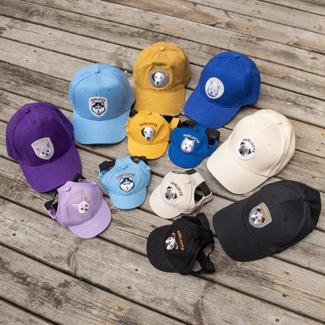 Embroidered Dog and Owner Baseball Caps with Breed & Custom Names