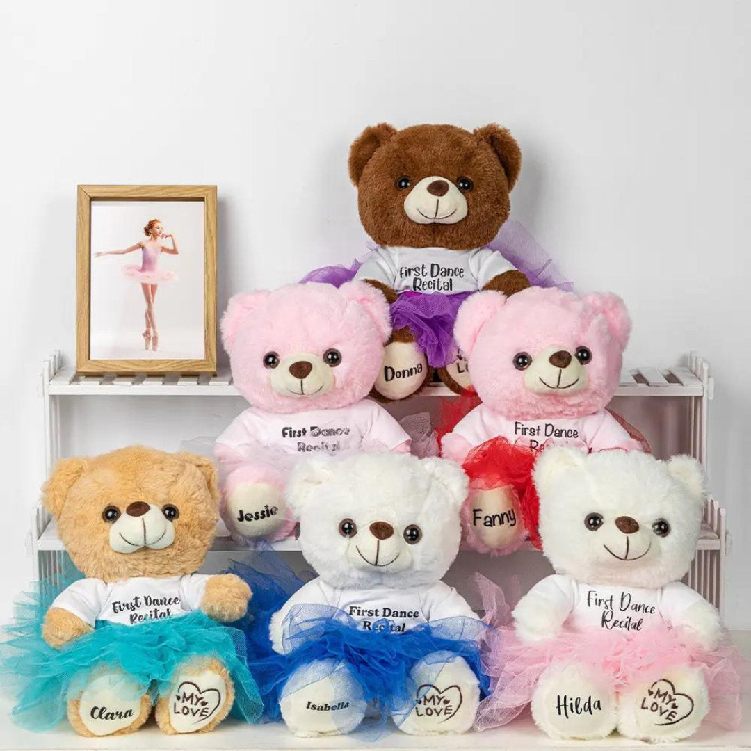 Personalized Ballerina Plush Bear with Name and Custom Text